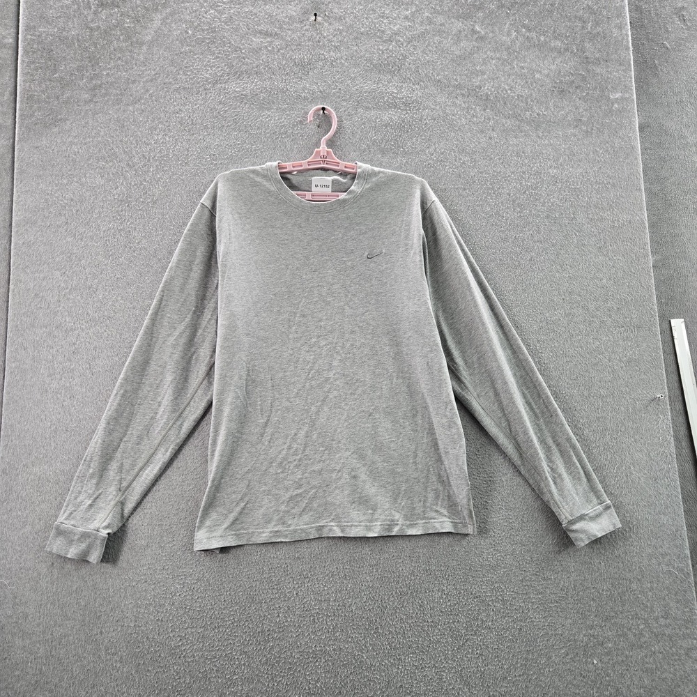 Nike Men Shirt L Gray Dri-Fit Activewear Long Sleeve Logo